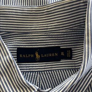 Ralph Lauren Navy and White Striped Casual Shirt short sleeved